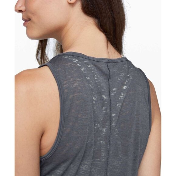 LULULEMON Breeze Through Nebula Grey Burnout Jersey Cropped Twist Tank, Size S - Picture 5 of 12